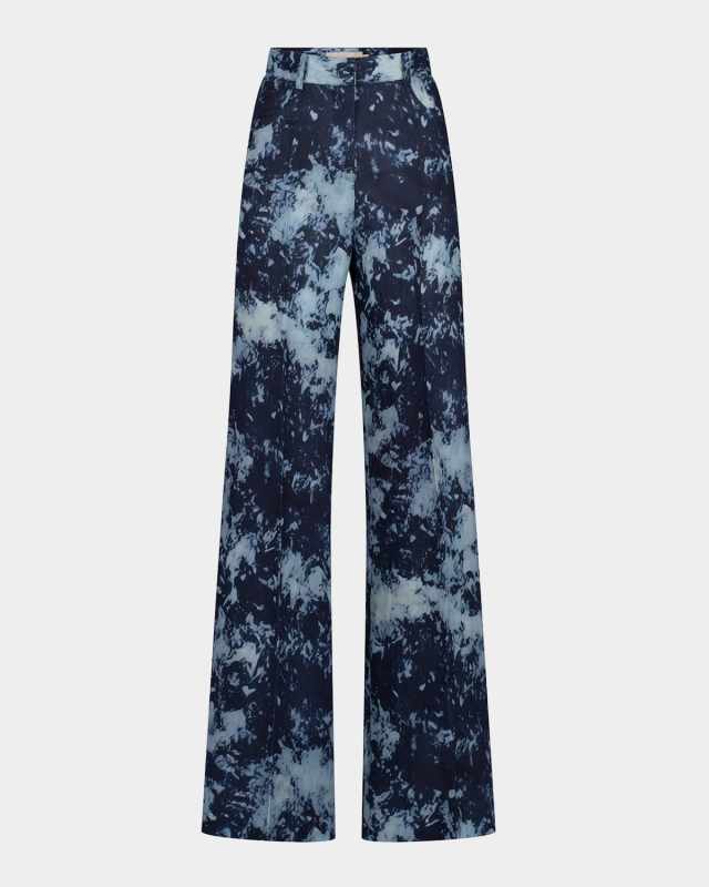 Emine Tie-Dye Linen Wide-Leg Pants